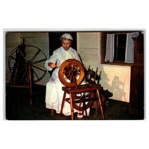 Upper Canada Village Craft Spinning Demonstration Postcard Ontario 1950s-70s